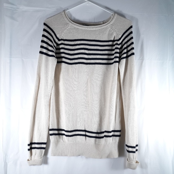 Market & Spruce Sweaters - Market & Spruce Cream Sweater Black Line Detail